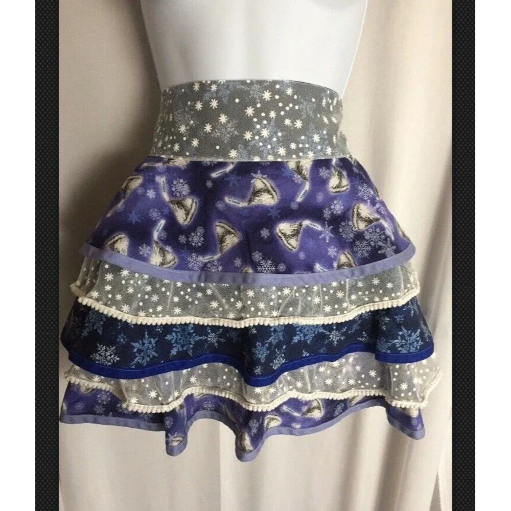 Candy & Snowflakes Christmas Half Apron Holiday Baking Cooking Handmade